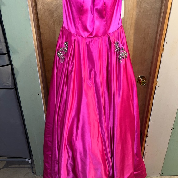 Sherri Hill Dresses & Skirts - Sherri Hill Hot Pink Satin Prom Dress with Crystal Embellishments